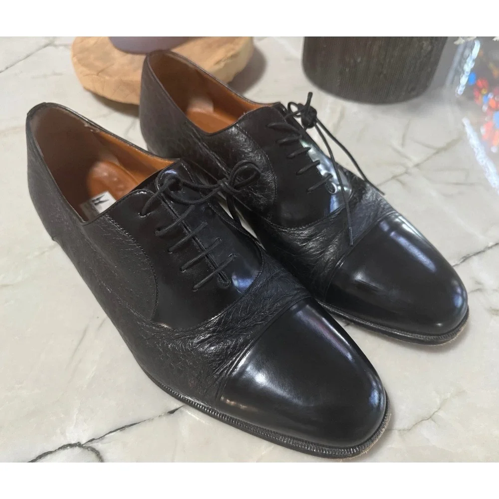 Moreschi Abano Soft Peccary Calf Skin Leather Cap Toe Lace Up Shoes Mens 13 US